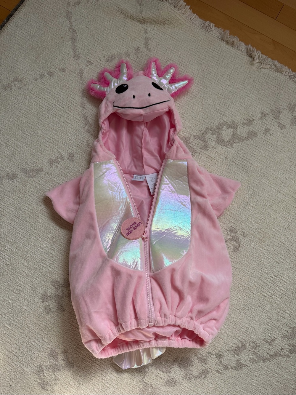 Pink Axolotl Hooded Baby Costume with Iridescent Details 9-12 months